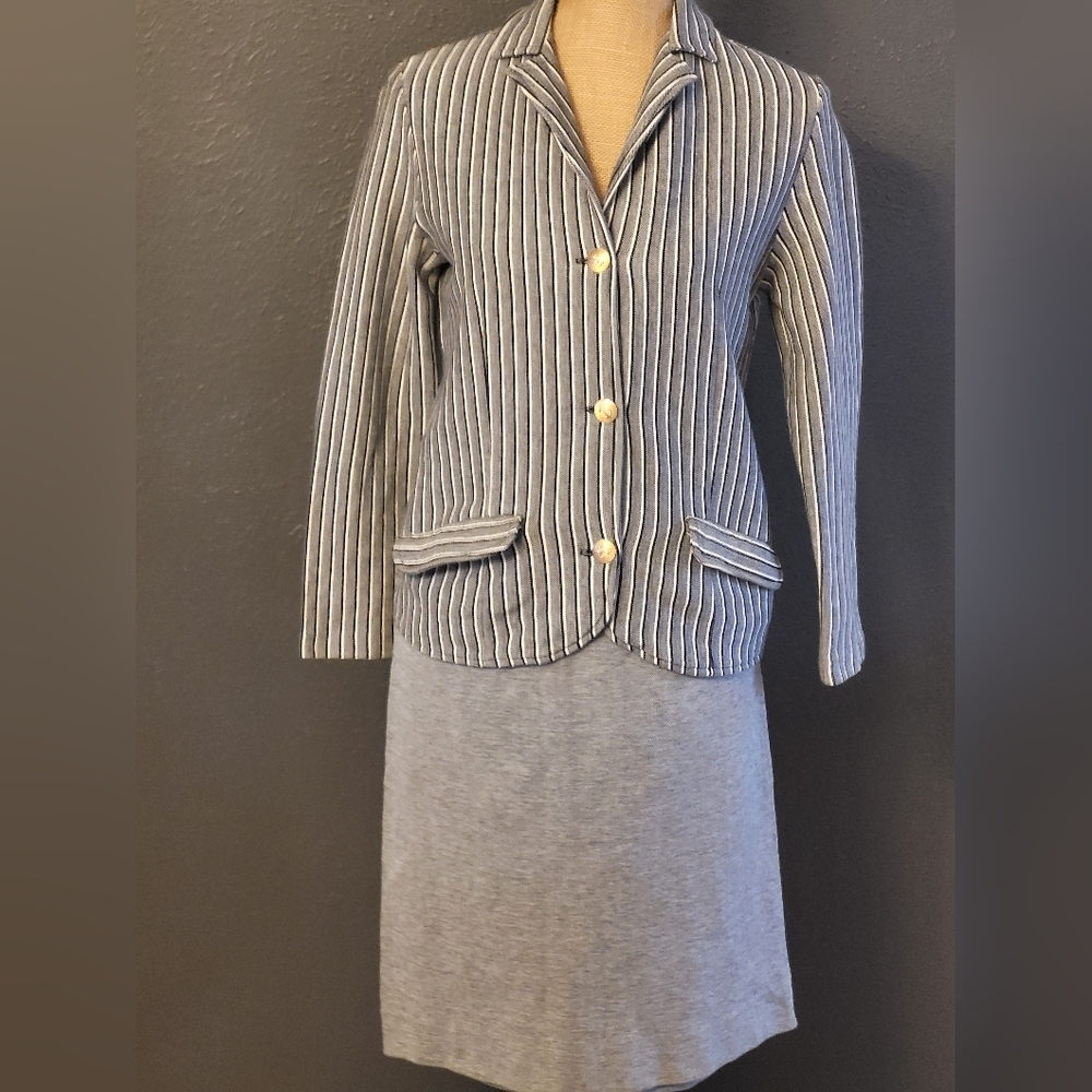 Catalina Of California Vtg 60s gray knit pinstripe skirt set small